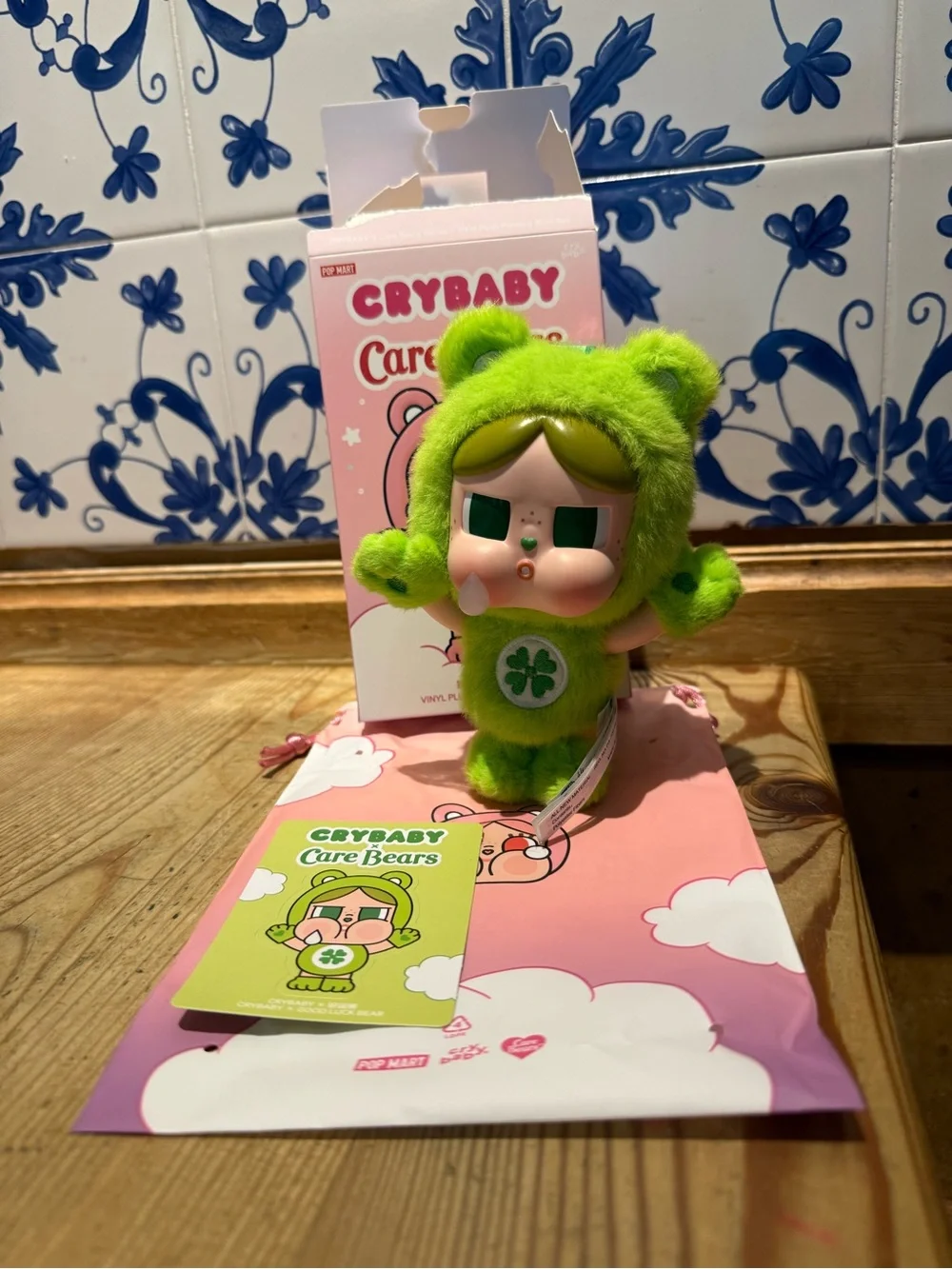 Popmart x Care Bears Green Plush Keychain Figure - Lucky Clover